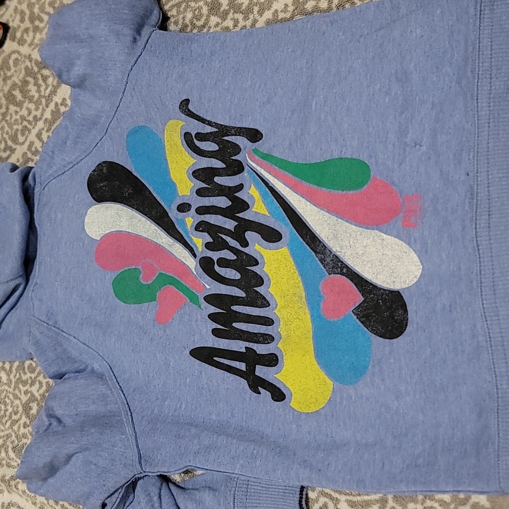 STUNNING VINTAGE VS PINK 'AMAZING' LIGHT BLUE HOODIE